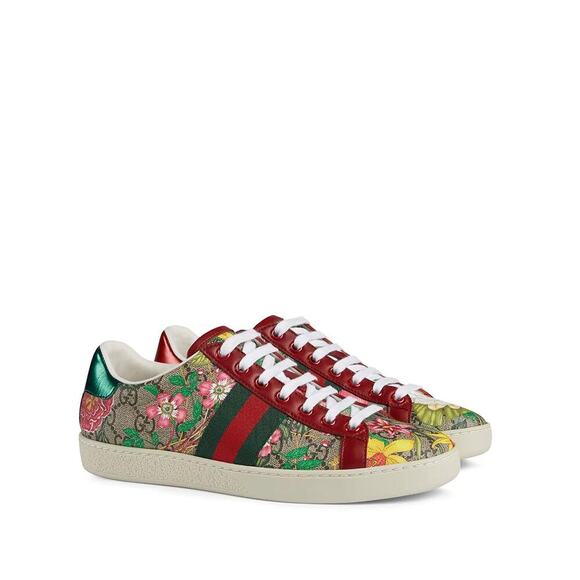 NIB Gucci flora print low-top sneakers Size 34 - Picture 4 of 12